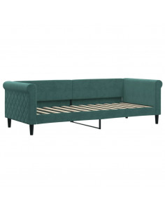 Divano Letto con Letto Estraibile Verde Scuro 80x200cm Velluto