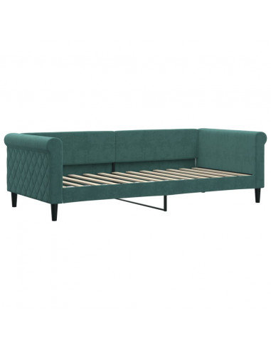 Divano Letto con Letto Estraibile Verde Scuro 90x200cm Velluto