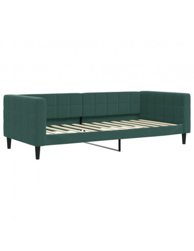 Divano Letto con Letto Estraibile Verde Scuro 90x200cm Velluto