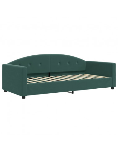 Divano Letto con Letto Estraibile Verde Scuro 90x200cm Velluto