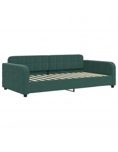 Divano Letto con Letto Estraibile Verde Scuro 90x200cm Velluto 2