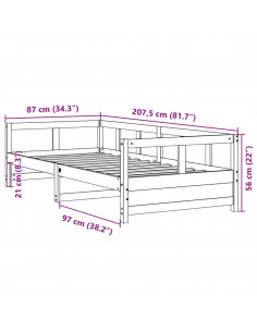 Divano Letto con Materasso 80x200 cm in Legno Massello di Pino 2