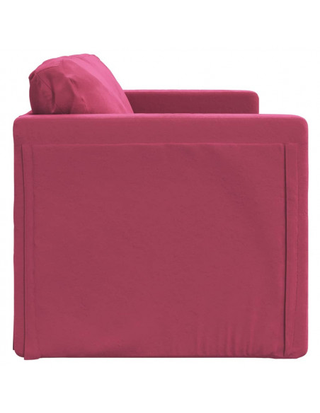 Divano Letto da Terra 2 in 1 Rosso Vino 122x204x55cm Velluto