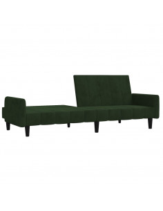 Divano Letto a 2 Posti Verde Scuro in Velluto