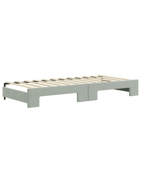 Divano Letto Estraibile Cassetti Grigio Chiaro 90x200cm Velluto
