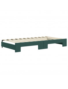 Divano Letto Estraibile Cassetti Verde Scuro 100x200cm Velluto 2