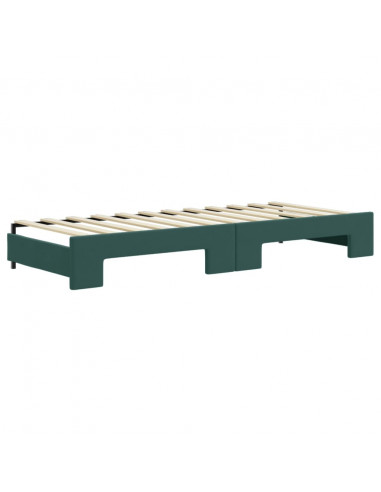 Divano Letto Estraibile Cassetti Verde Scuro 80x200cm Velluto