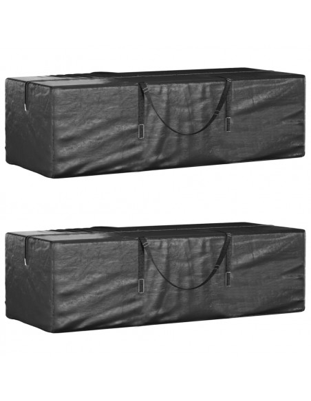 Borse Porta Cuscini Giardino 2pz Nere 135x40x55 cm Polietilene
