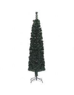 Albero Natale Artificiale Sottile Supporto 150 cm Fibra Ottica 2
