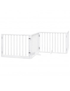 Cancello Cani Porta Pieghevole Bianco 4 Pannelli 320 cm Pioppo 2