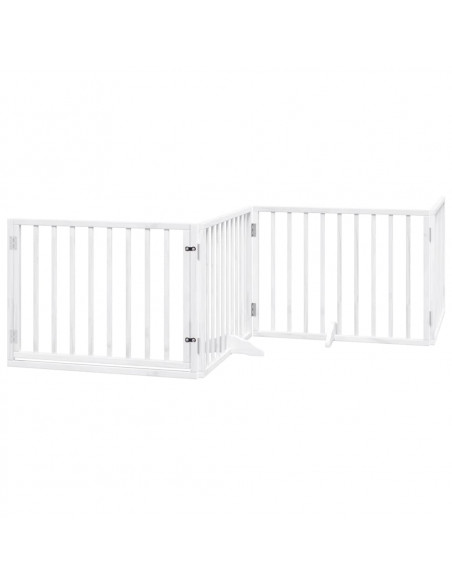 Cancello Cani Porta Pieghevole Bianco 4 Pannelli 320 cm Pioppo