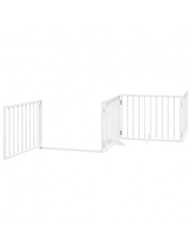 Cancello Cani Porta Pieghevole Bianco 4 Pannelli 320 cm Pioppo