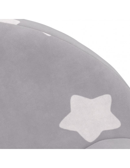 Divano per Bambini Grigio Chiaro con Stelle in Morbido Peluche