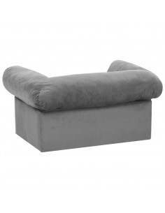 Divano per Cani con Cassetto Grigio 75x50x38 cm in Peluche