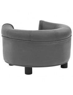 Divano per Cani Grigio 48x48x32 cm in Peluche e Similpelle
