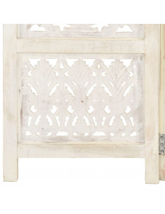 Divisorio 3 Pannelli Intagliato Bianco 120x165cm Mango Massello 2