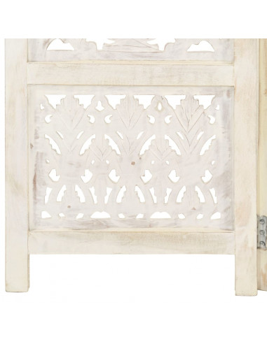 Divisorio 3 Pannelli Intagliato Bianco 120x165cm Mango Massello