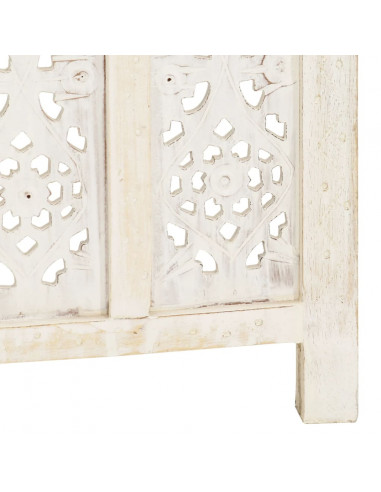 Divisorio 3 Pannelli Intagliato Bianco 120x165cm Mango Massello