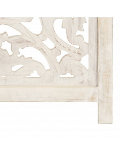 Divisorio 3 Pannelli Intagliato Bianco 120x165cm Mango Massello 2