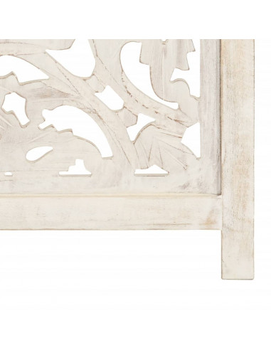Divisorio 3 Pannelli Intagliato Bianco 120x165cm Mango Massello