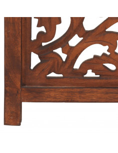 Divisorio 3 Pannelli Intaglio Marrone 120x165 cm Mango Massello