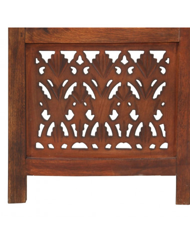 Divisorio 3 Pannelli Intaglio Marrone 120x165cm Mango Massello