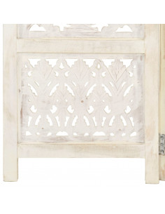 Divisorio 5 Pannelli Intagliato Bianco 200x165cm Mango Massello 2