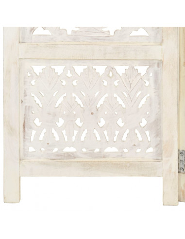 Divisorio 5 Pannelli Intagliato Bianco 200x165cm Mango Massello