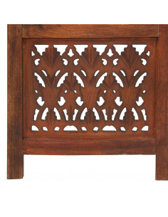 Divisorio 5 Pannelli Intaglio Marrone 200x165 cm Mango Massello 2