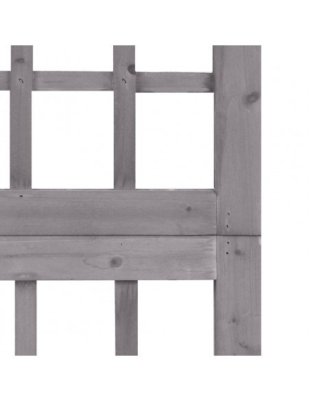 Divisorio a 4 Pannelli in Legno di Abete Grigio 161x180 cm