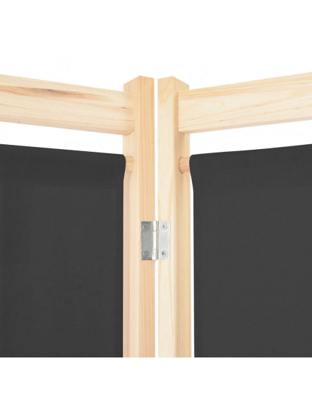 Divisorio a 5 Pannelli Grigio 200x170x4 cm in Tessuto