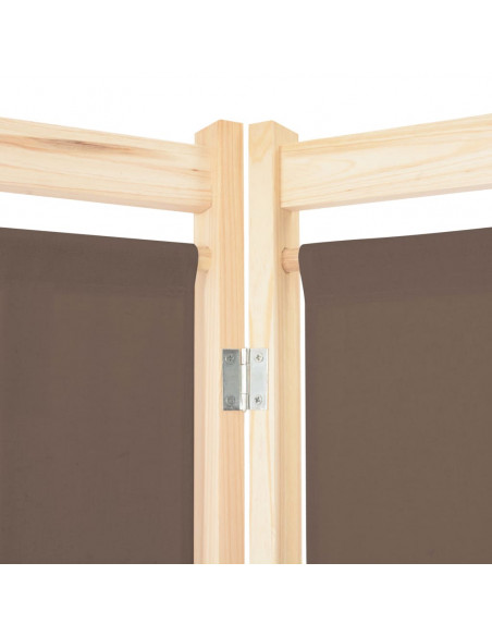 Divisorio a 5 Pannelli Marrone 200x170x4 cm in Tessuto
