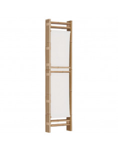 Divisorio Ambienti 3 Pannelli Pieghevole 120 cm Bambù e Tela 2