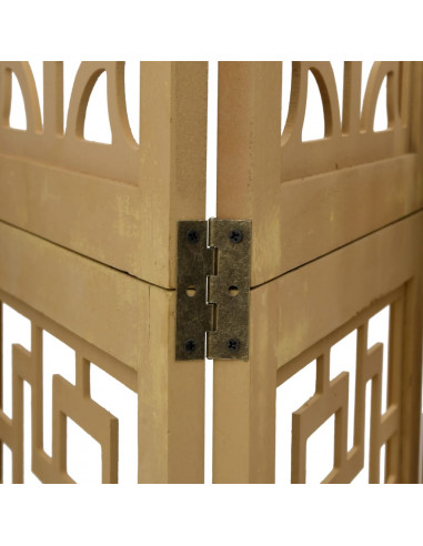 Divisorio Ambienti 4 Pannelli Marrone Legno Massello Paulownia