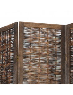 Divisorio Ambienti 4 Pannelli Marrone Scuro Massello Paulownia 2