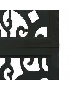 Divisorio Ambienti 4 Pannelli Nero Legno Massello di Paulownia 2