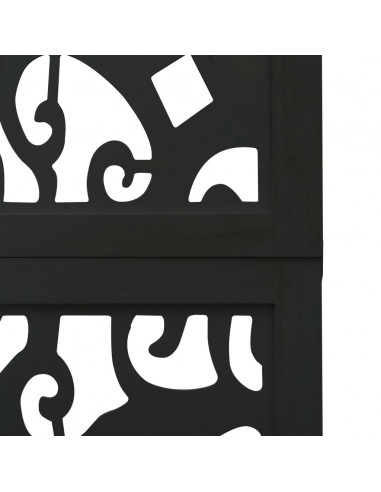 Divisorio Ambienti 4 Pannelli Nero Legno Massello di Paulownia