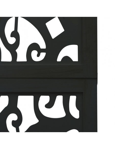 Divisorio Ambienti 4 Pannelli Nero Legno Massello di Paulownia