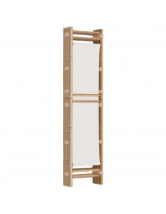 Divisorio Ambienti 4 Pannelli Pieghevole 160 cm Bambù e Tela 2
