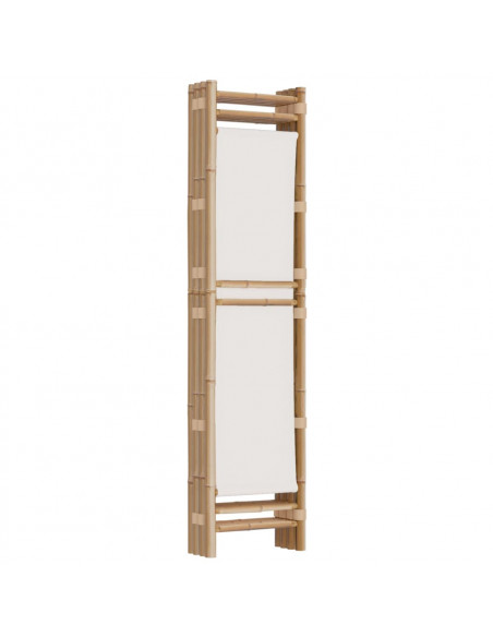 Divisorio Ambienti 4 Pannelli Pieghevole 160 cm Bambù e Tela