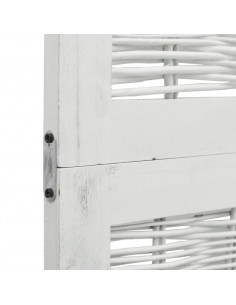 Divisorio Ambienti 4Pannelli Bianco Legno Massello di Paulownia 2