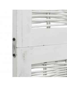 Divisorio Ambienti 4Pannelli Bianco Legno Massello di Paulownia 2