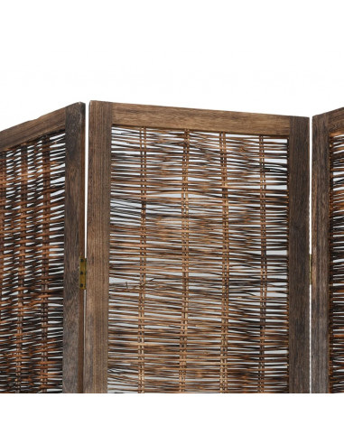 Divisorio Ambienti 5 Pannelli Marrone Scuro Massello Paulownia