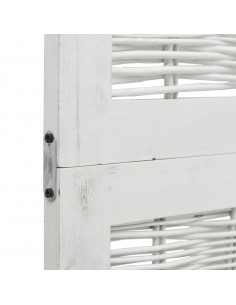 Divisorio Ambienti 5Pannelli Bianco Legno Massello di Paulownia