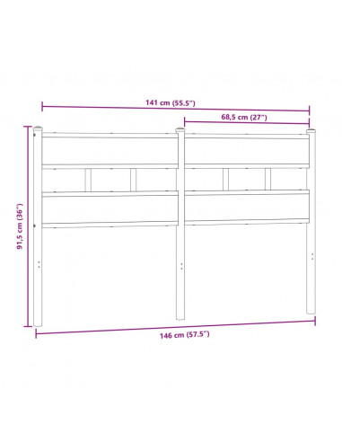 Testiera di Ricambio Rovere Sonoma 140 cm in Ferro e Legno Multistrato
