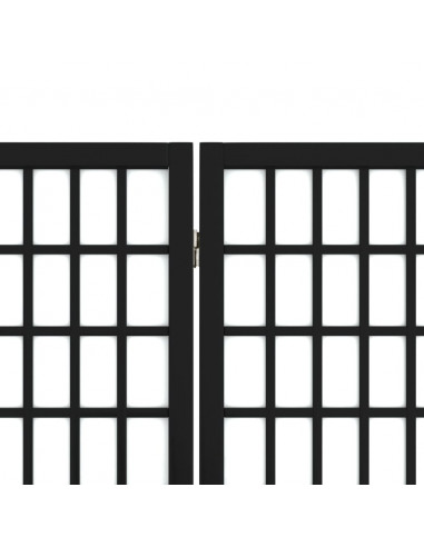 Divisorio Pieghevole 4 Pannelli Stile Giapponese 160x170cm Nero