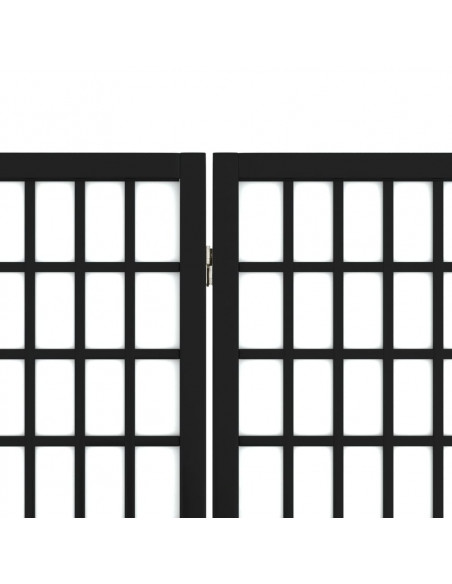 Divisorio Pieghevole 4 Pannelli Stile Giapponese 160x170cm Nero