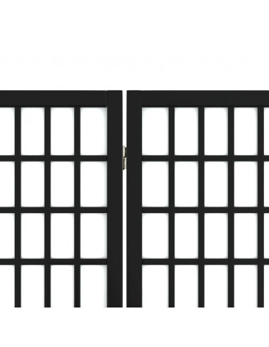 Divisorio Pieghevole 6 Pannelli Stile Giapponese 240x170cm Nero