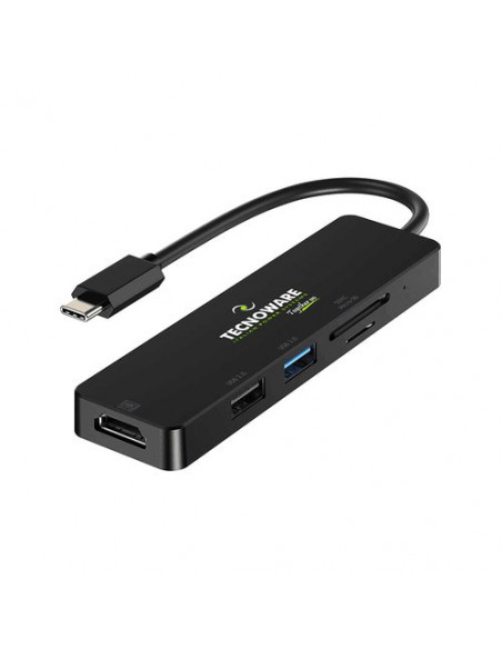 DOCKING STATION TECNOWARE HUB USB-C 5 in 1 Adapter: HDMI + USB2.0+ USB3.0+Card Slot SDXC e Micro SD - FHUB17693