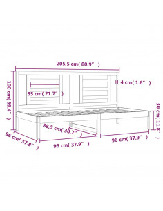 Dormeuse 90x200 cm in Legno Massello di Pino